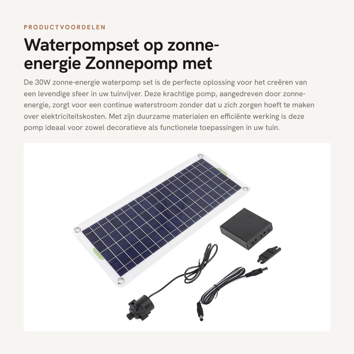 Dailygoods - Waterpompset op zonne-energie - Zonnepomp met fonteinfunctie - Duurzaam en energiezuinig - Standaard model - Geschikt voor tuin en vijver...