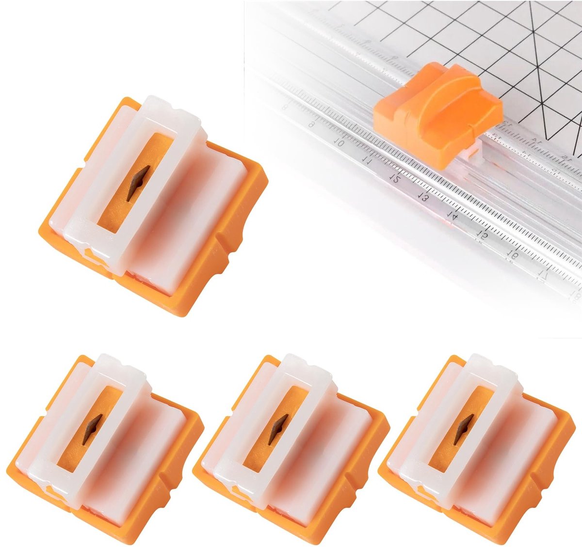 Dailygoods- Messen voor Papiersnijder - 4 Stuks Vervangende Messen - Veiligheidsbeveiliging - Automatische Zekering - Geschikt voor Knutselmaterialen - Snijmes