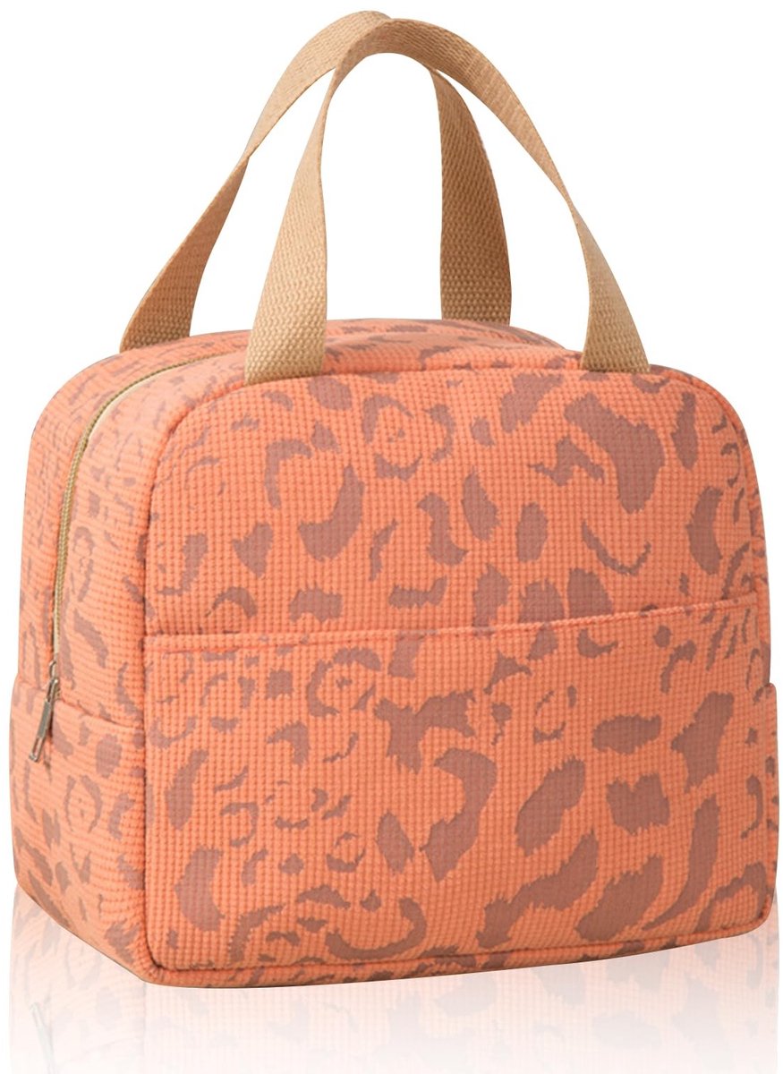 Dailygoods- Thermotas met stevige handgreep - Draagbaar - Opvouwbaar - Herbruikbaar - Voor school/kantoor/reizen - Oranje 23x14x20 cm - Lunchbox