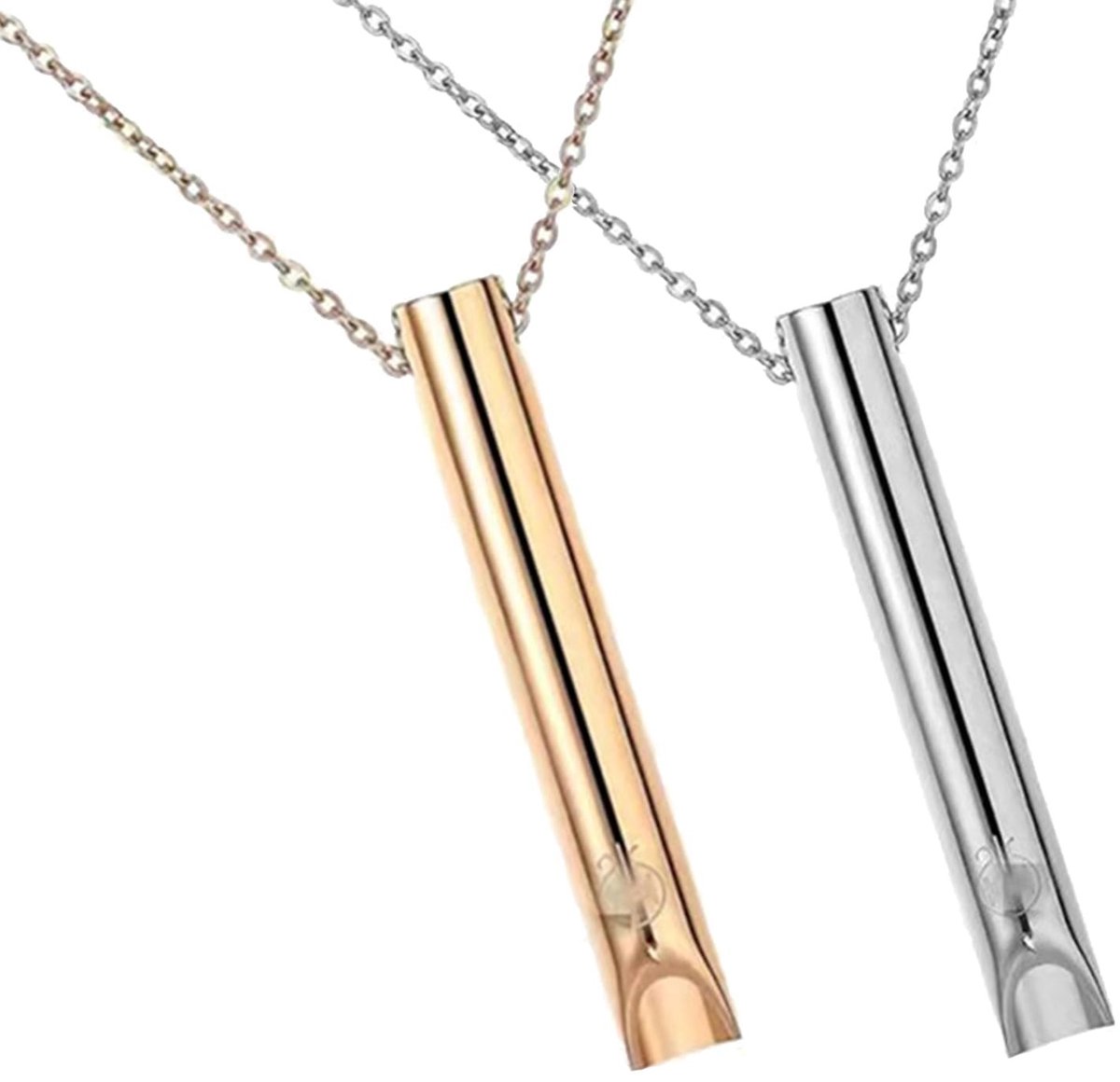 Dailygoods- Ademset 2-delig - Halsketting voor mindfulness - Roestvrij staal - Goud/zilver - Meditatieoefeningen - Stressvermindering