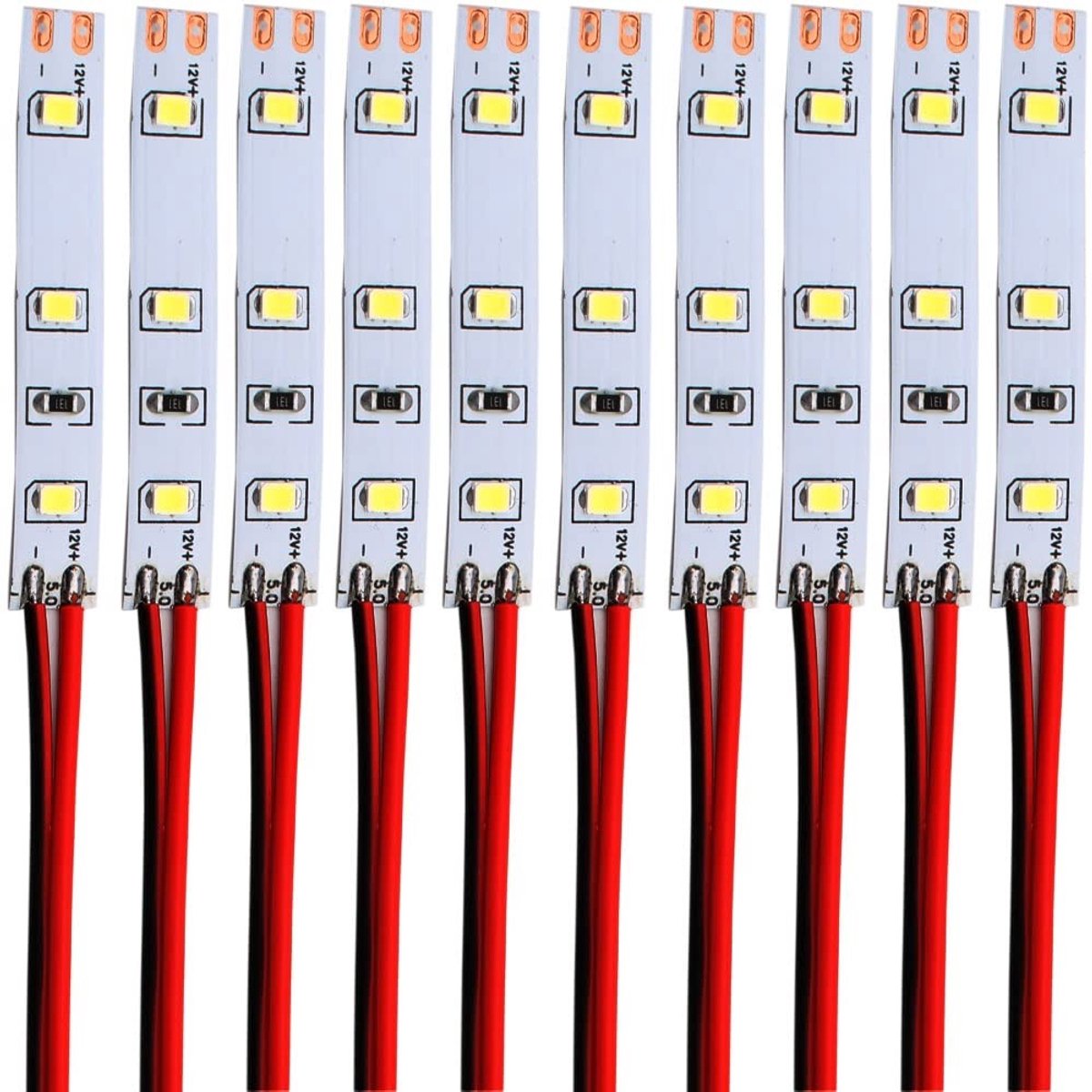 Dailygoods- Modelbouw Verlichting 10 Stuks - 3-LED Huisverlichting - 12-18V - Lichtkleur Wit - 50x8 mm - Met Kabel 10 cm - Modelhuisverlichting