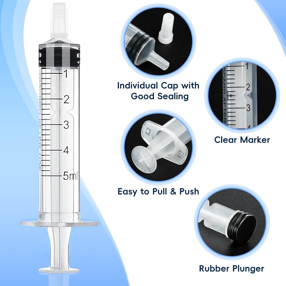 Dailygoods- Spuit 5 ml - 32 Stuks - Herbruikbare Spuit - Kunststof Spuit - Zonder Naald - Voor Vloeistofmeting/Afgifte - Doser