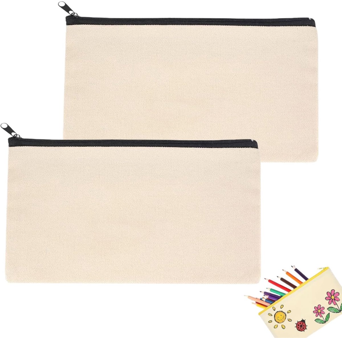 Dailygoods - Lege Linnen Etui met Ritssluiting - Perfect voor School, Kantoor en Creatieve Activiteiten