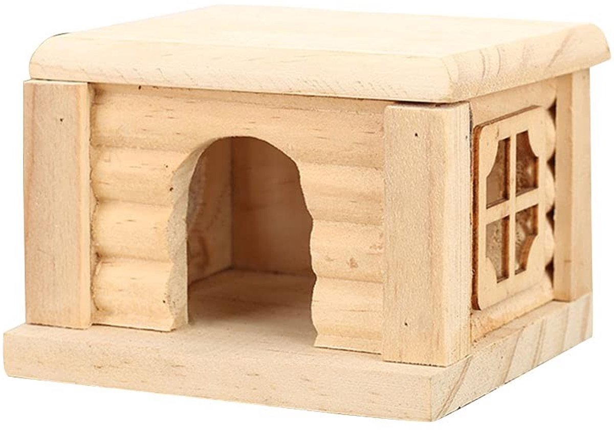 Dailygoods- Tunnel Systeem Natuurlijk Hout - Dierenhuis - Hamsters/Cavia's/Schildpadden - Eenvoudig Schoon Te Maken - Veilig Schuilplaats - 10,5 x 9 x 7 cm
