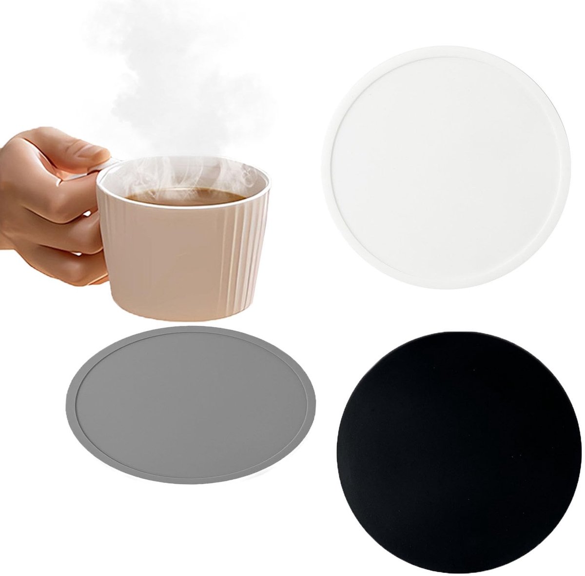 Dailygoods- Onderzetters Antislip - Ronde Onderzetters - Siliconen Onderzetters - Onderzetters voor Dranken - Set van 3 - Duurzaam Materiaal - Drankonderzetters