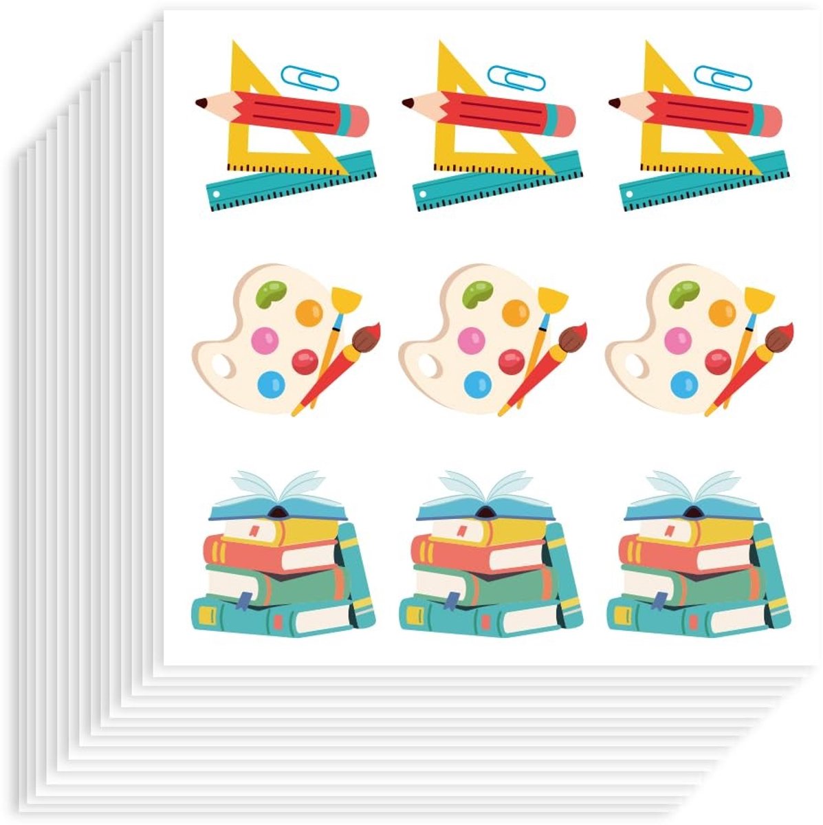 Dailygoods- Schoolstickers 180 Stuks - Zelfklevende Papierstickers - Decoratieve Stickers - Schoolthema - Planner Stickers - Afmetingen 90 x 90 mm - Decoratiestickers