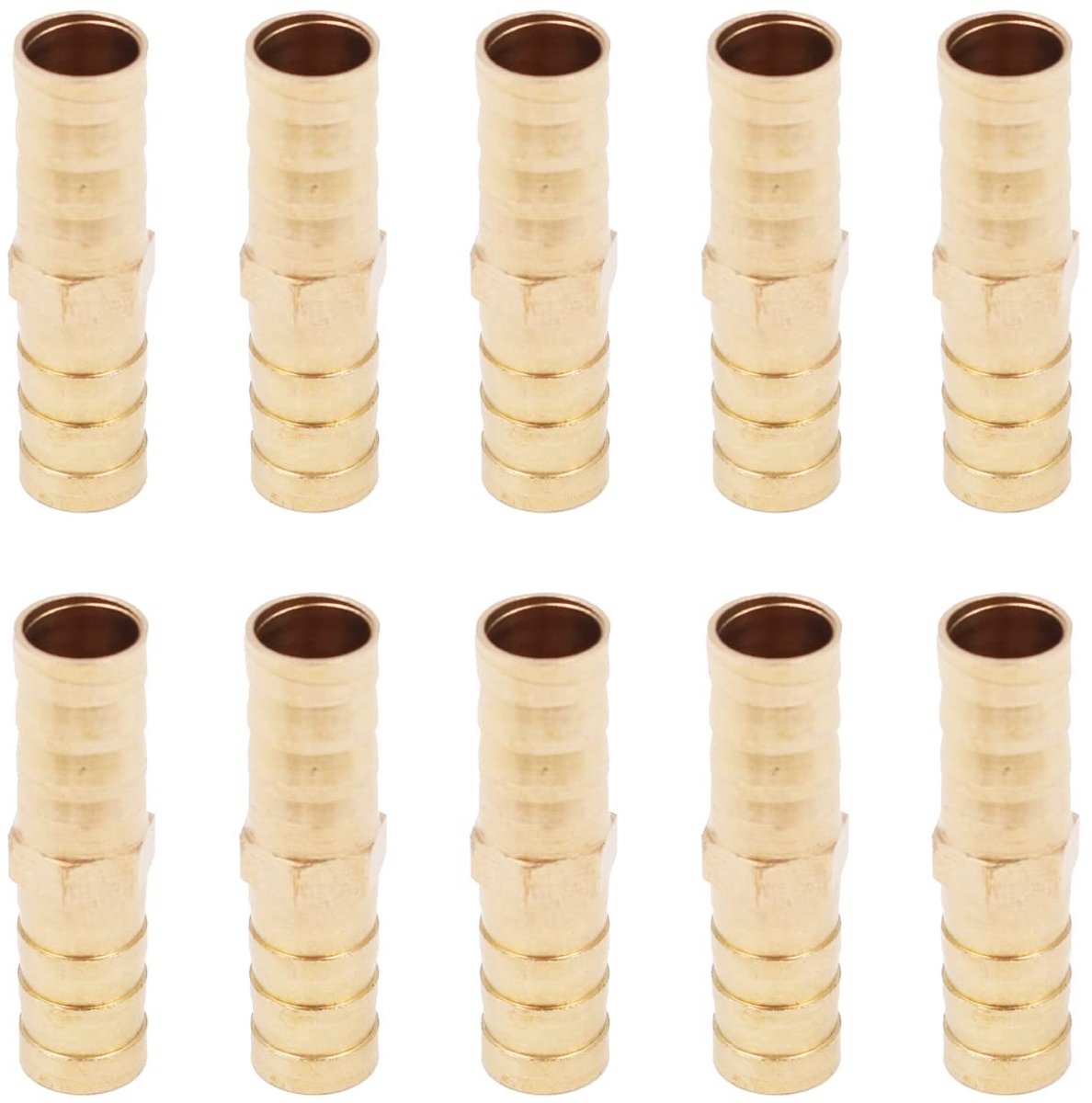 Dailygoods- Slangfitting Messing 10mm - Slangkoppeling - Tuinslang Connector - Aansluiting voor Lucht/Water/Olie/Gas - 10 Stuks - Corrosiebestendig