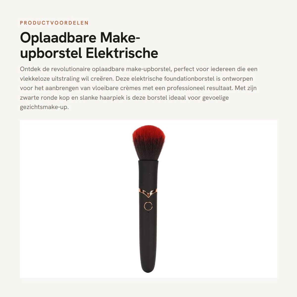 Dailygoods - Oplaadbare Make-upborstel - Elektrische Foundationborstel - Vlekkeloze Borstel - Zwarte ronde kop - Waterdicht - Massagefunctie - Geschik...