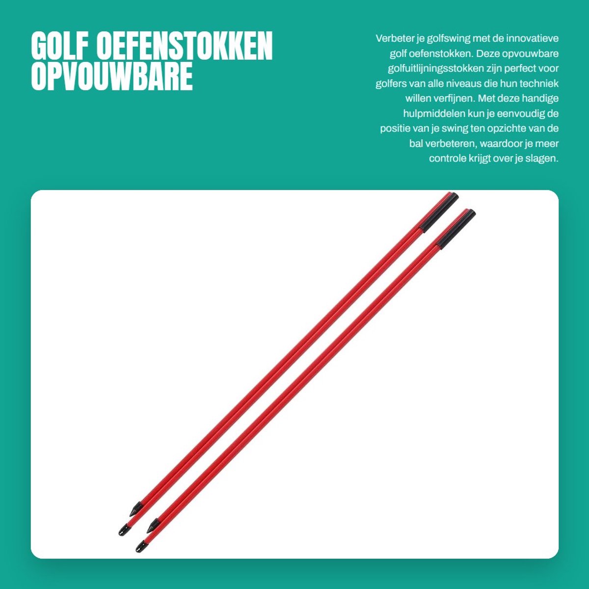 Dailygoods- Golfuitlijningsstokken Opvouwbaar - Glasvezel - 2-sectie - Lichtgewicht - Duurzaam - Praktische accessoire - Golfsticks