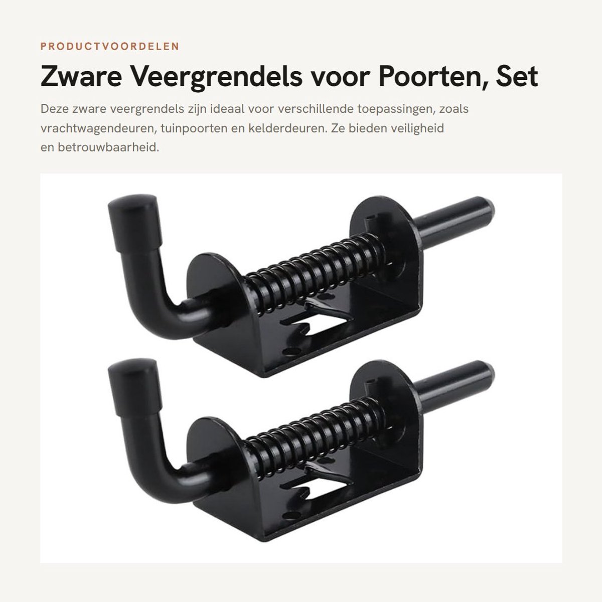 Dailygoods- Veergrendel Zwart - Zware Grendel - 2 Stuks - Corrosiebestendig - Geschikt voor Vrachtwagendeuren - Eenvoudige Bevestiging - Deurslot