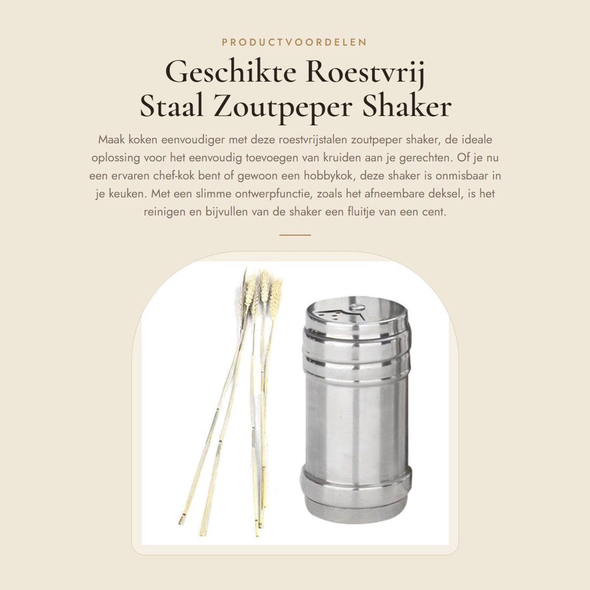 Dailygoods- Zoutpeper Shaker Roestvrij Staal - Afneembaar Deksel - Handig in Gebruik - Kleine Gaatjes - Keukenkruiderij - Maat S 4 cm x 8 cm - Kruidenshaker