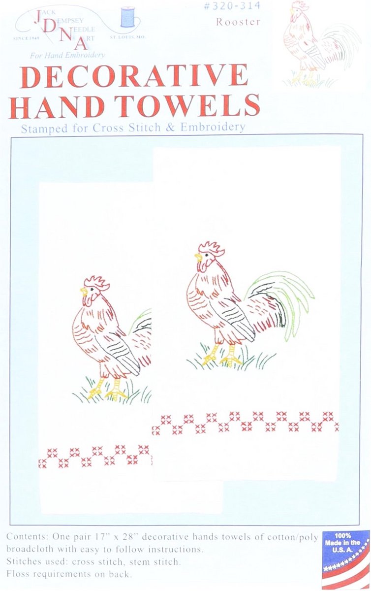 Handdoek Set - Badlinnen - Borduren en Hobby - Voorgedrukt Patroon - 43 x 71 cm - Wit