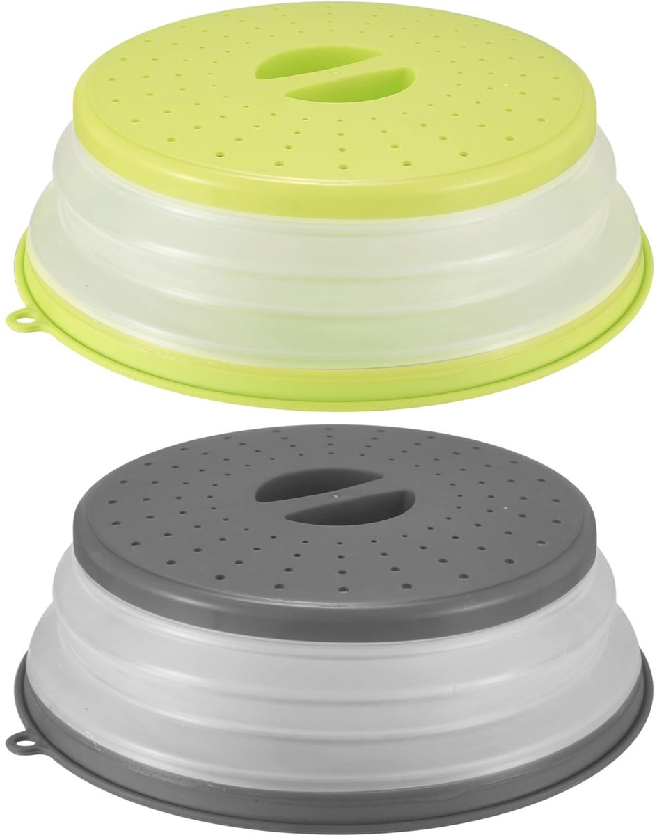 Dailygoods- Magnetronafdekking 2 Stuks - Opvouwbare Afdekhoes - Magnetrondeksel met Haak - Voorkomt Spatten - Hoogwaardige PP/TPR Materialen - Duurzaam en Ruimtebesparend - Magnetronkap