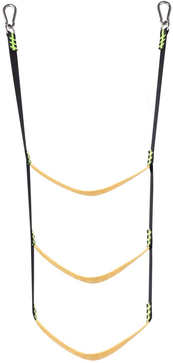 Dailygoods- Touwladder 3 Treden - Afneembaar - Nylon/Roestvrij Staal - Geschikt voor Opblaasbare Boot/Kajak - Laadcapaciteit 200 kg - Lengte 80 cm - Bootladder