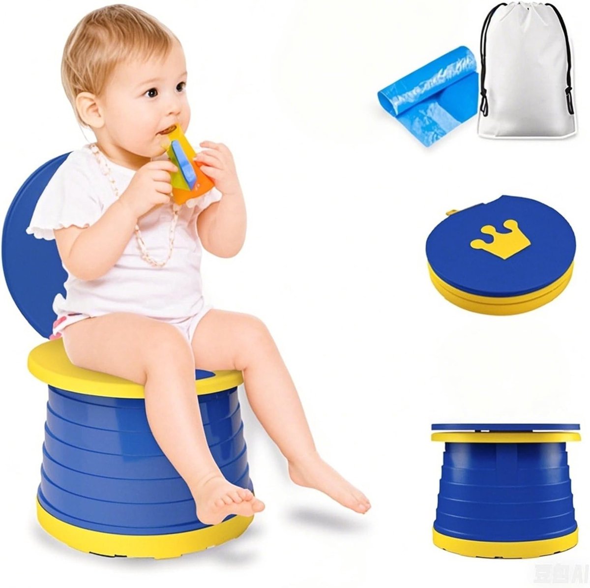 Kinder Toiletpotje - Draagbaar Potje - Zindelijkheidstraining - Opvouwbaar en Compact - Tot 50 kg - Blauw