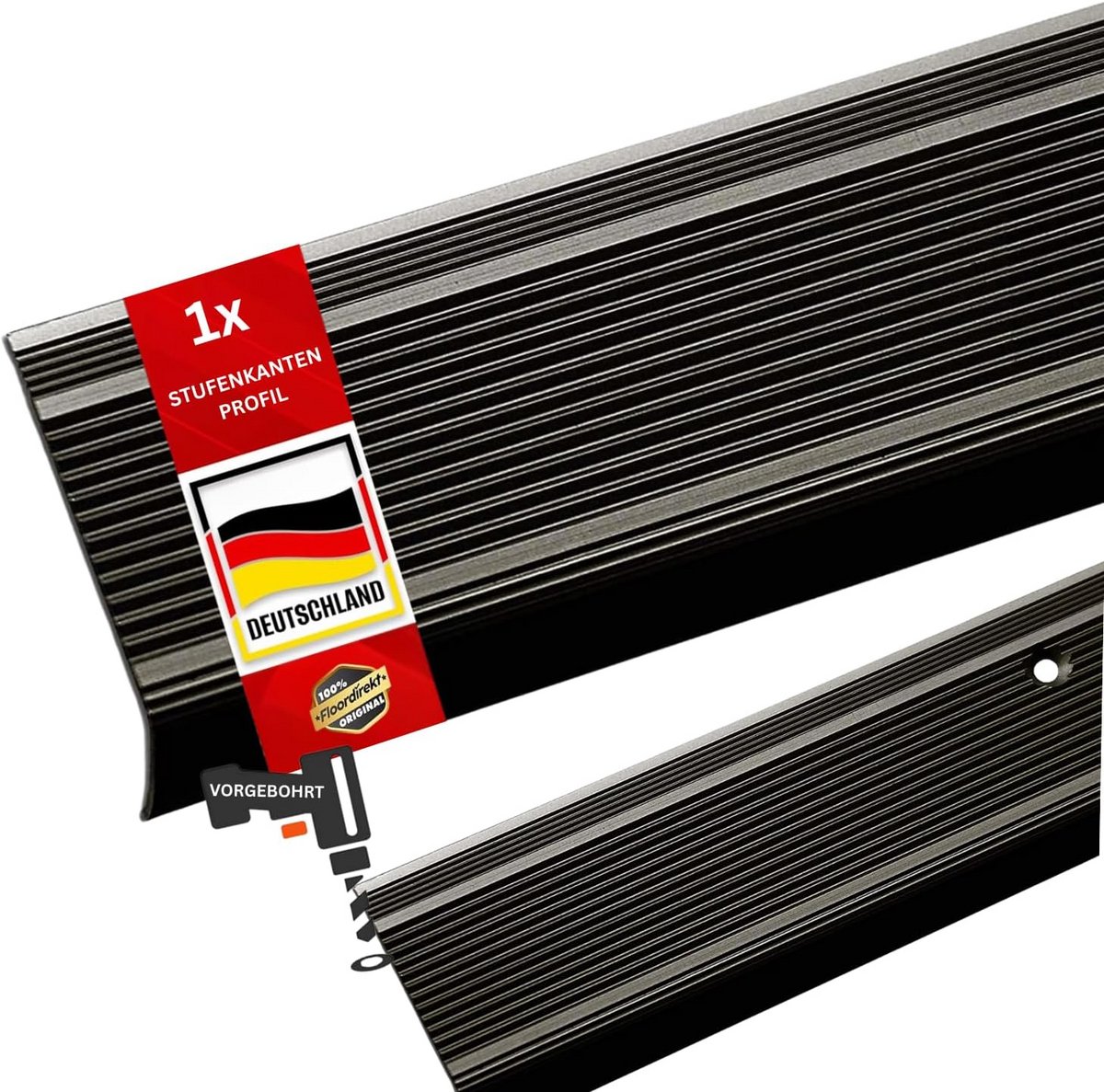 Trapkantprofiel Aluminium - Traprandprofiel L-profiel - Trapafwerking - Zelfklevend of voorgeboord - 100 cm - Brons