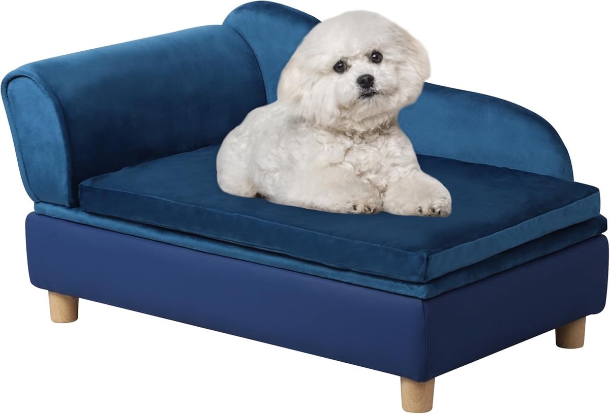 Huisdierbank - Hondenbank Puppybed - Rustplek Huisdier - Verborgen Opbergruimte - 76 x 45 x 41 cm - Blauw
