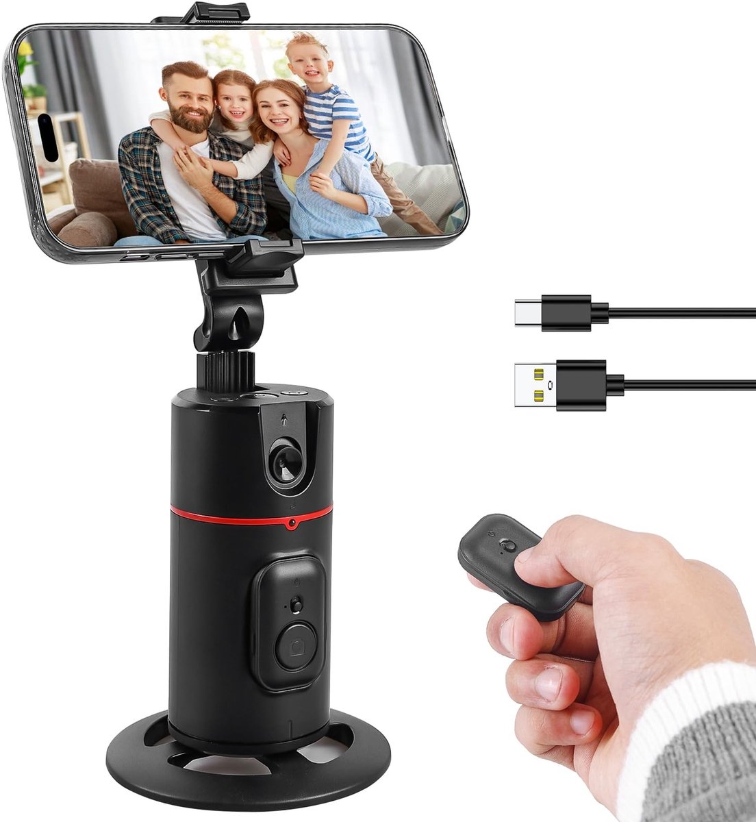 Dailygoods- Telefoonstatief Auto Face Tracking - 360° Rotatie - Selfiestick - Mobiele Telefoonhouder - Gebarenbediening - Afstandsbediening - Voor Vlog/Video-opname