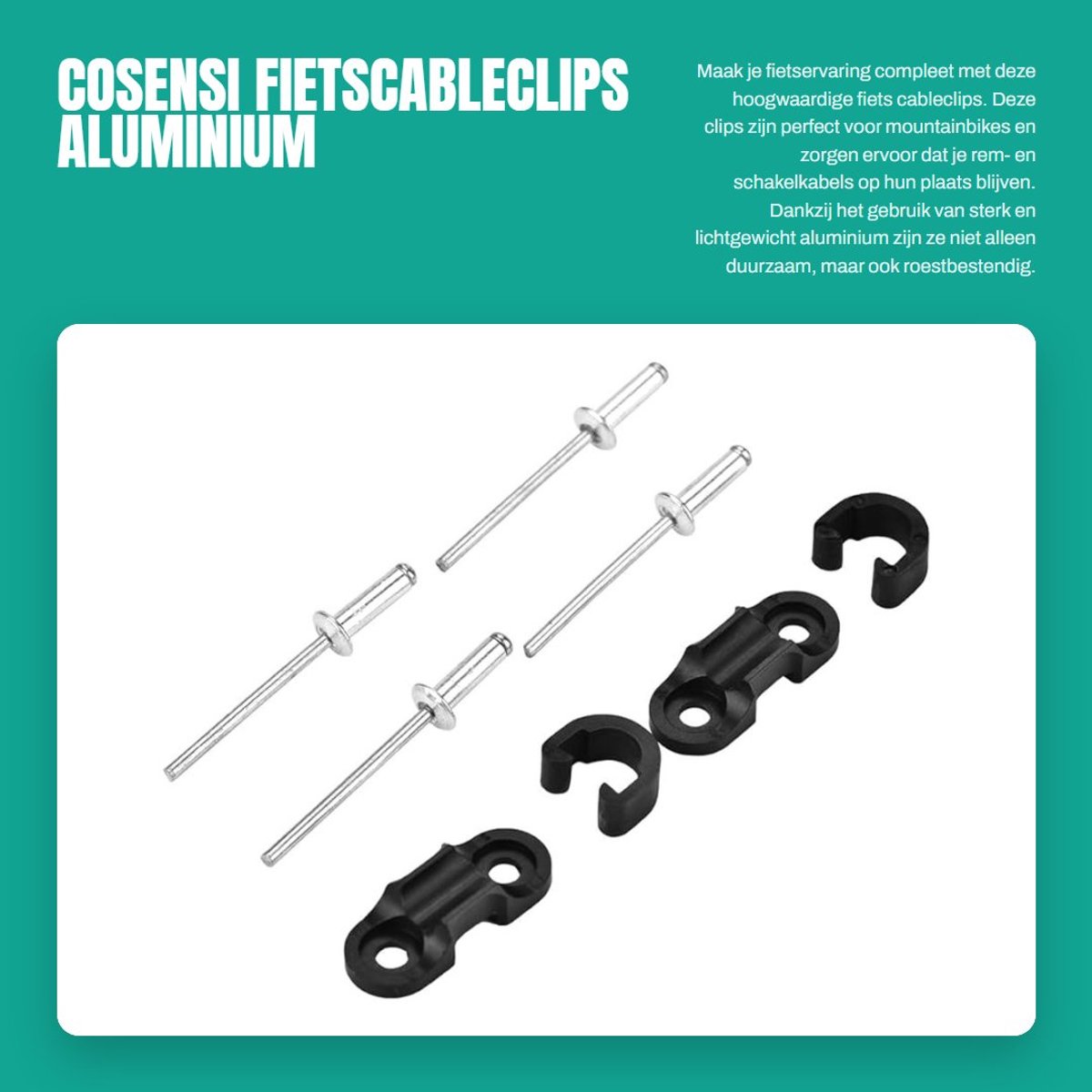 Dailygoods- Fietsclip 2 Stuks - Aluminium Legering - Lichtgewicht - Kabelhouder - Antiroest - Geschikt voor Carbon Fietsen - Kabelclip
