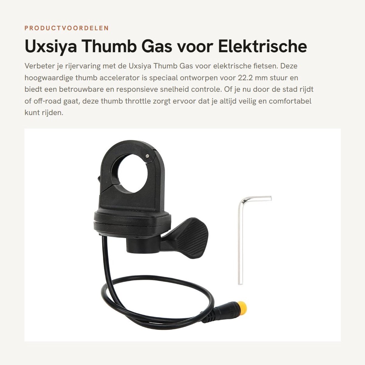 Dailygoods - Thumb Gas voor Elektrische Fiets - Waterdichte Accelerator voor 22.2mm Stuur