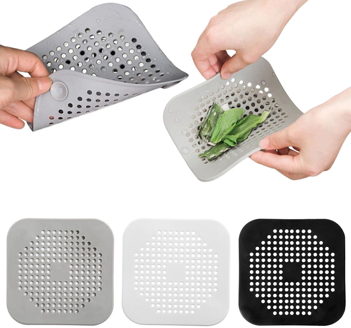 Dailygoods- Afvoerzeef Effectief Filtersysteem - Afvoerfilter - Haarzeef - Douche - Keuken - 14,5 cm x 14,5 cm