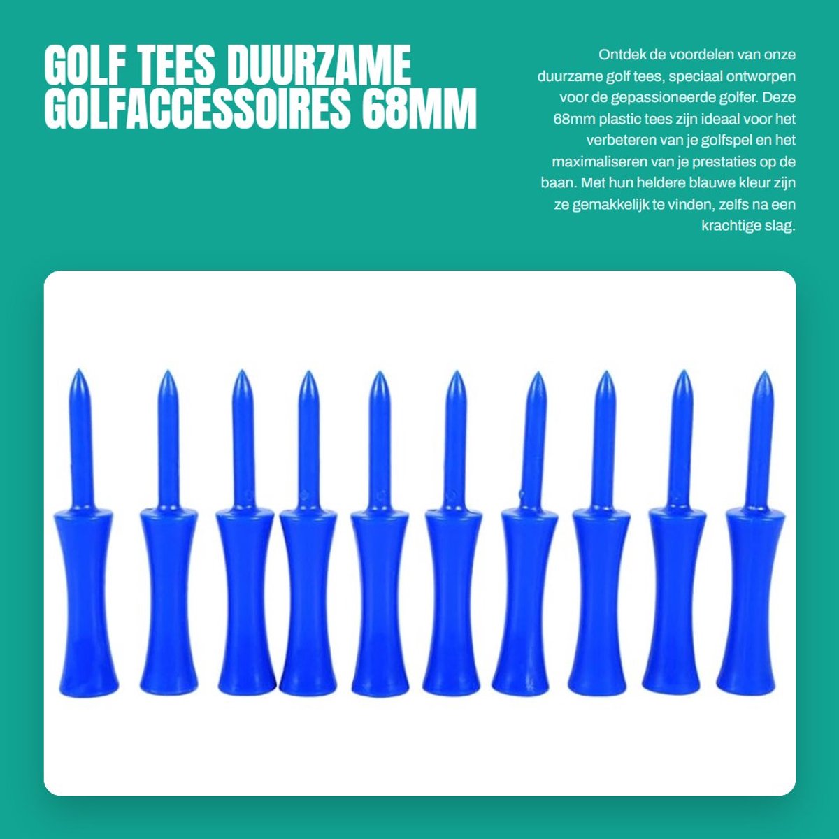 Dailygoods- Golf Tees 100st - Kunststof 68mm - Duurzaam - Golf Accessoires - Lichtgewicht - Heldere Kleur - Golfhuls