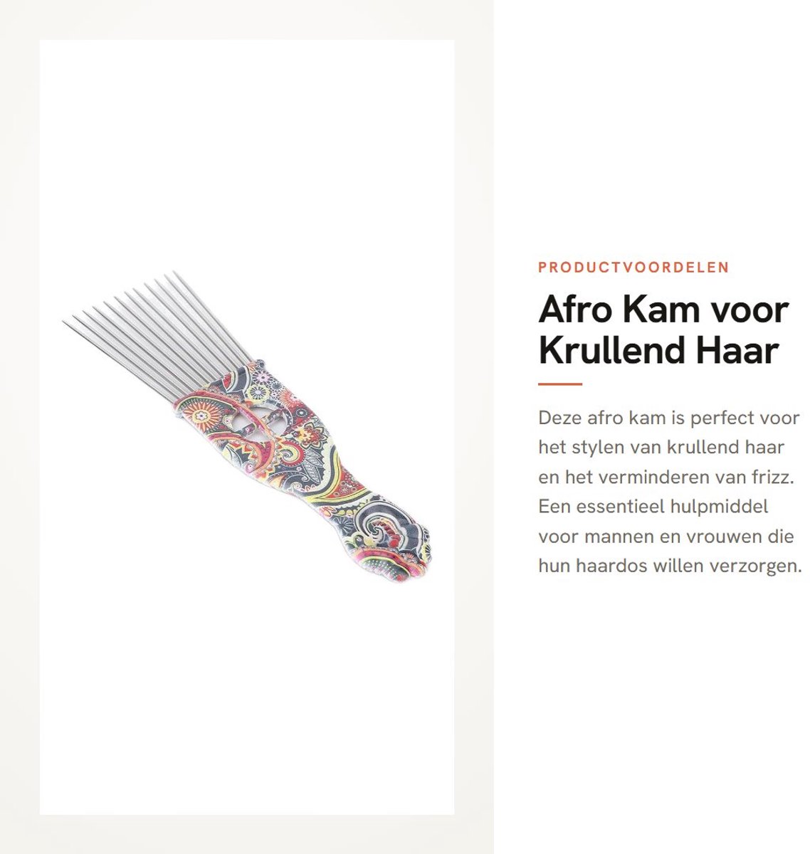 Dailygoods- Afrokam Slijtvast - Ergonomisch Ontwerp - Voor Mannen/Vrouwen - Vermindert Frizz - Ideaal voor Krullend Haar - Comfortabel in Gebruik - Haar Kam