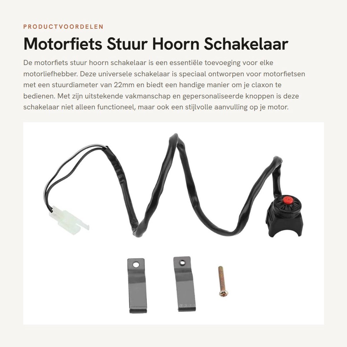 Dailygoods - Motorfiets Stuur Hoorn Schakelaar - Universele Stuurknop - Eenvoudige installatie - 22mm - Motoraccessoires - Geschikt voor de meeste mot...