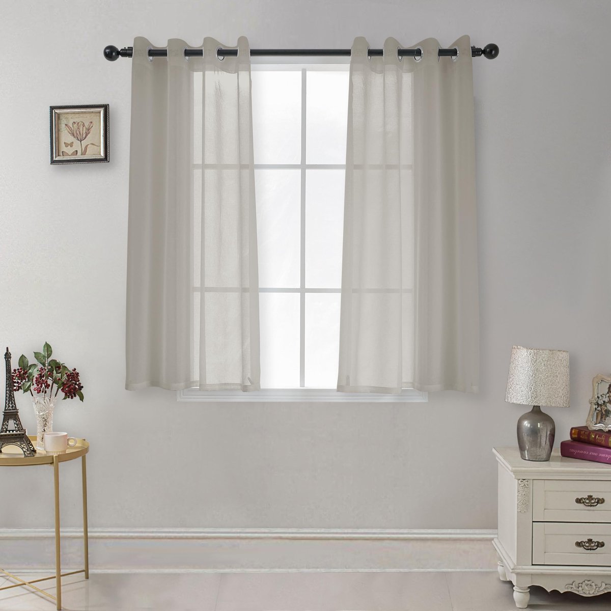 Dailygoods- Gordijnen Verduisterend - Gordijnen met Oogjes - Set van 2 - 140 x 160 cm - Lichtgrijs - 100% Polyester - Transparante Gordijnen