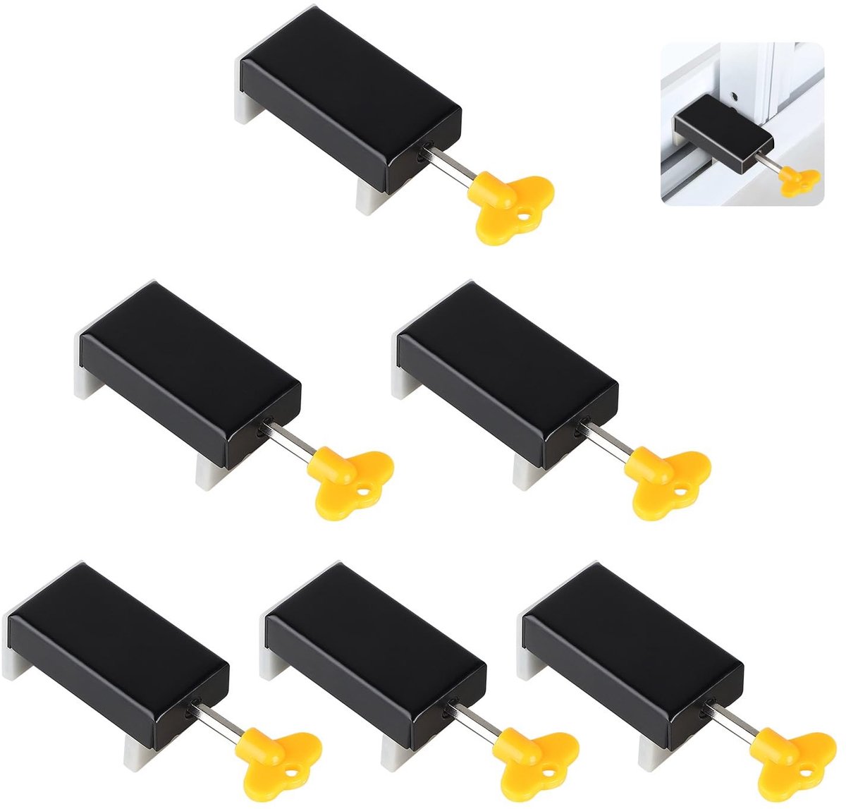 Dailygoods- Schuifraamslot verstelbaar - Raambeveiliging - Kinderslot raam - Raamgrendel - Inbraakbeveiliging - 6 stuks roestvrij staal - Raamslot