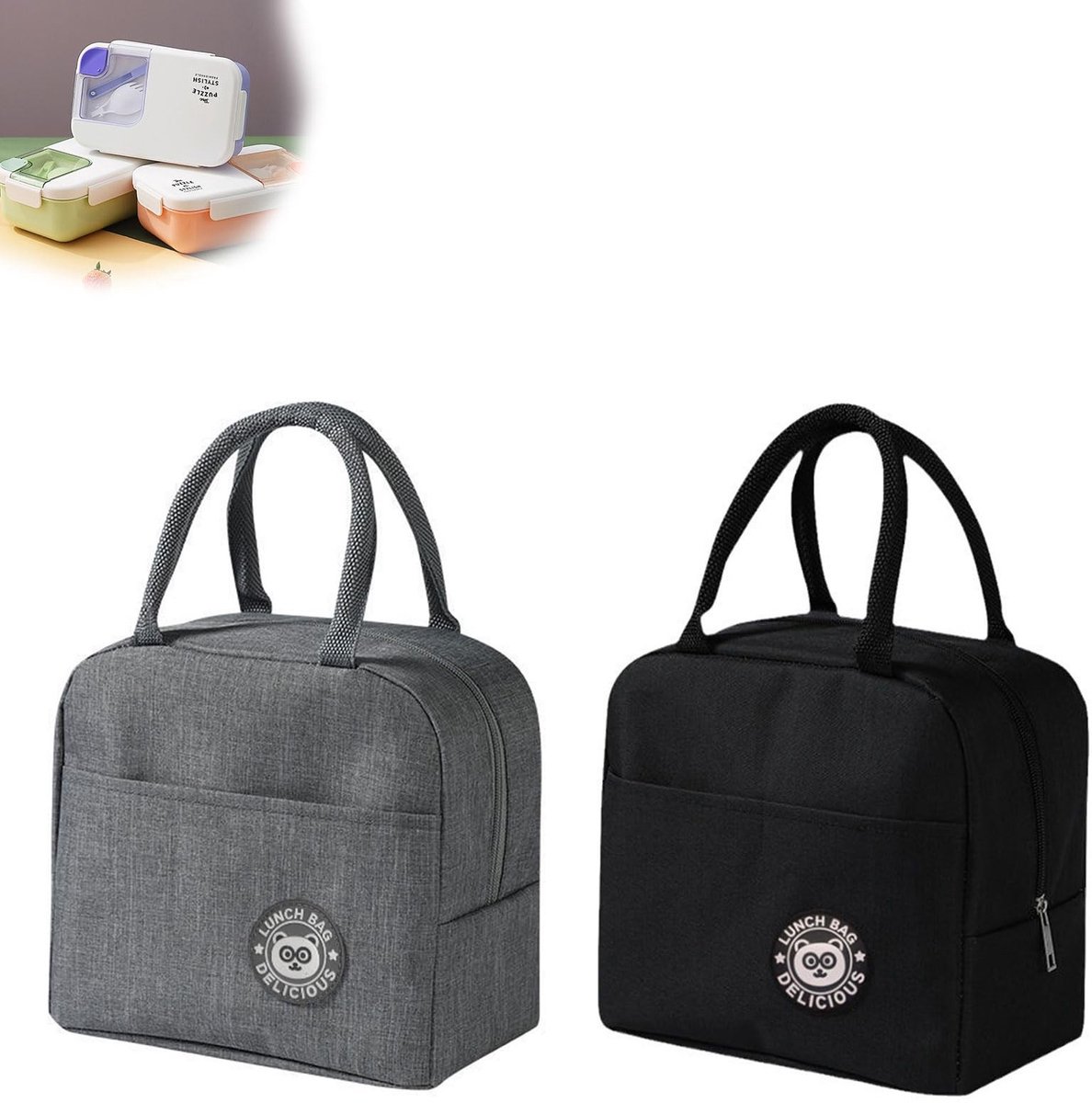 Dailygoods- Thermotas - 2 Stuks Draagbare Geïsoleerde Tas - Opvouwbare Lunchtas - Geschikt voor Kantoor/Camping/Reizen - Isolerende Aluminiumfolie - Lichtgewicht