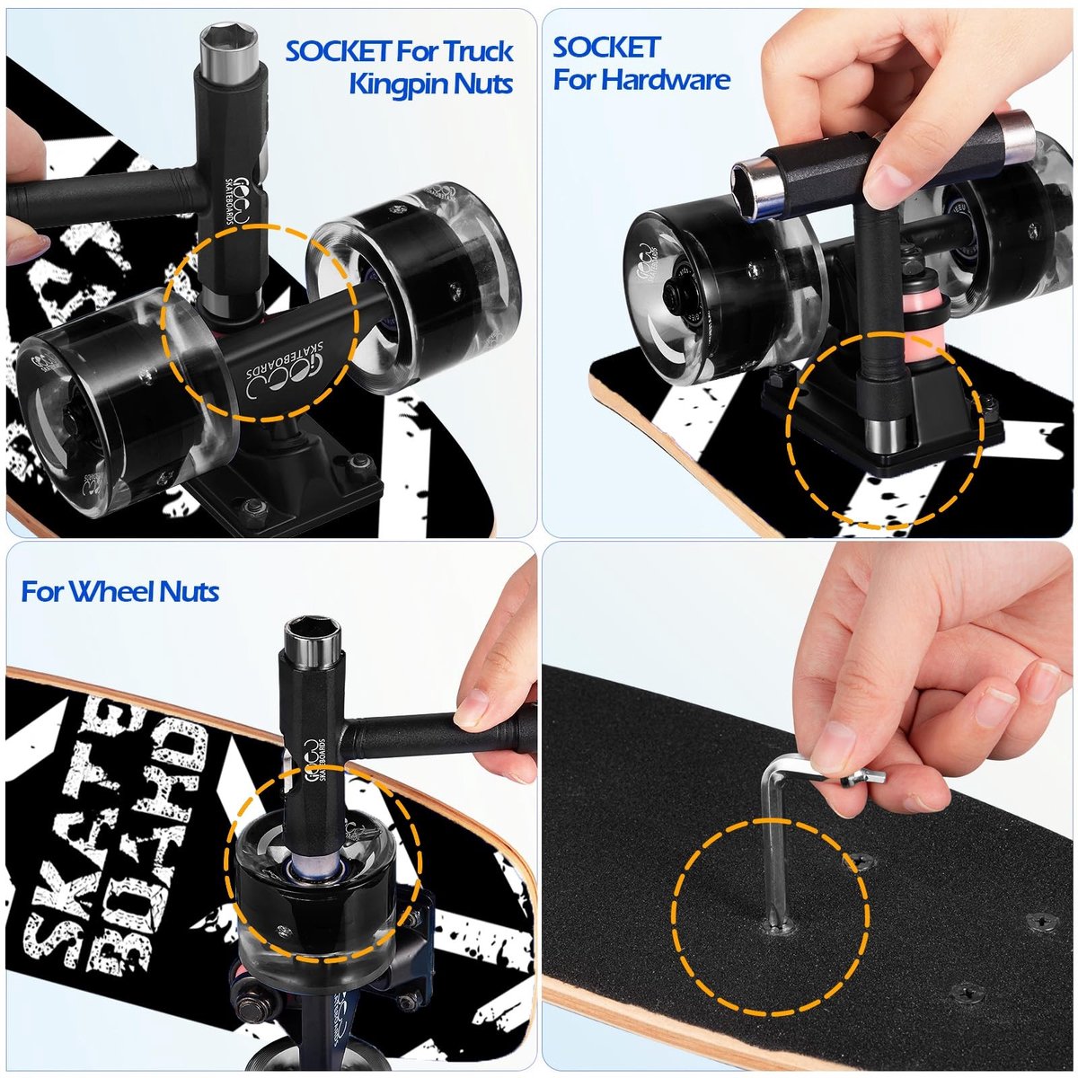 Dailygoods- Skateboard 9-laags esdoorn - Knipperende Wielen - Geschikt voor Kinderen/Volwassenen - Slagvast - Draagvermogen tot 100 kg - Inclusief Schroevendraaier - Skateboard Voor Beginners