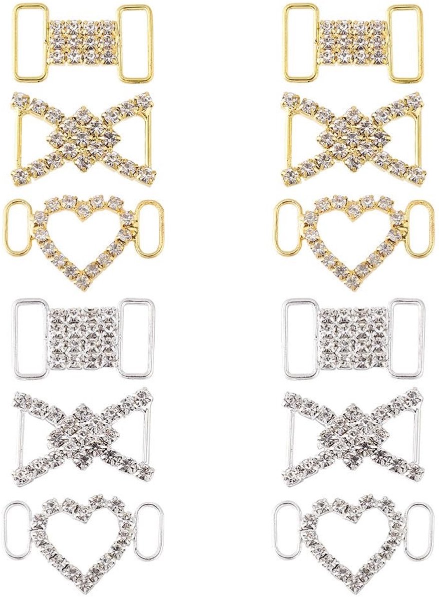 Dailygoods - 12 Messing Schoenveters Bedels met Kristallen Strass voor Sneakers