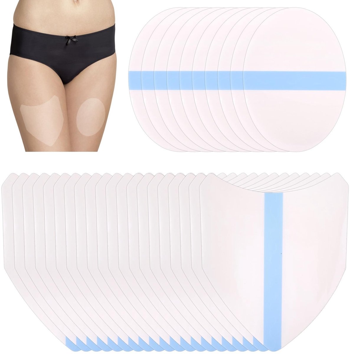 Dailygoods- Dijbeenlifttape 30 Stuks - Waterdichte Onzichtbare Beenliftpleisters - PU Materiaal - Ovaal/V-Vormig - 11,5x8 cm/15x12 cm - Geschikt voor Slappe Huid