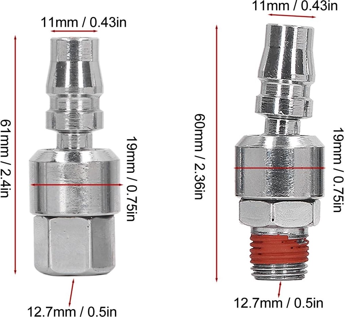 Dailygoods- Slangfitting 6 Stuks - Rotating Air Plug - 1/4 Inch NPT - Schokbestendig - Corrosiebestendig - Eenvoudig te gebruiken - Luchtplug