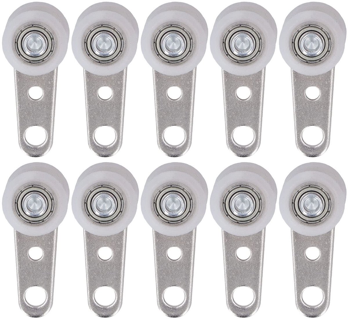 Dailygoods- Lagerpoelie Roestvrij Staal/Nylon - 10 Stuks - Diameter 19 mm - Lengte 44 mm - Eenvoudige Installatie - Geschikt voor Schuifdeuren - Katrol