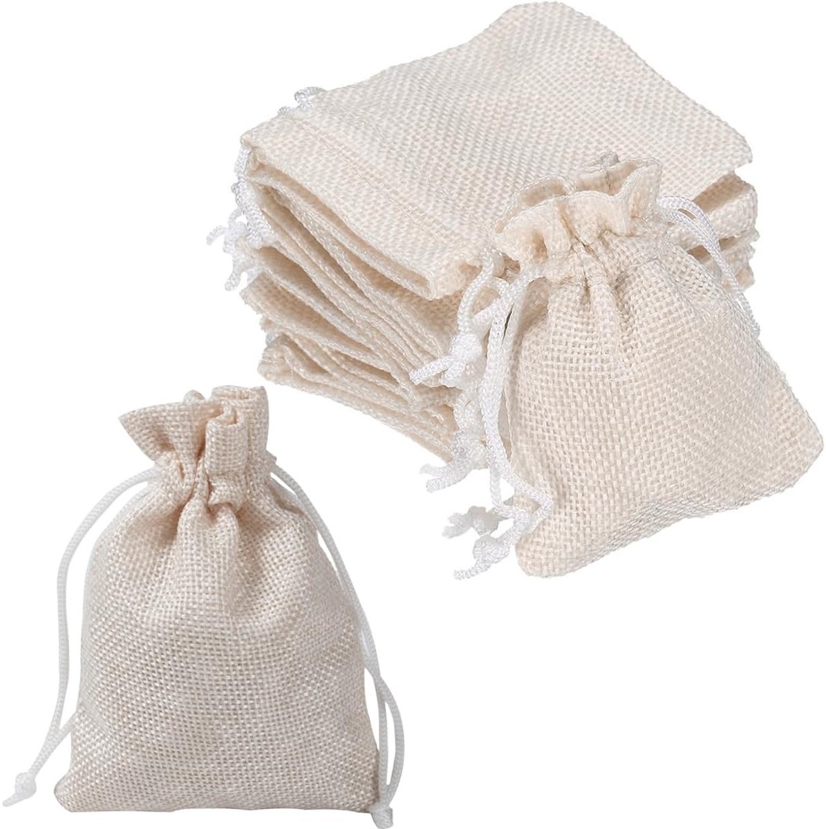 Dailygoods- Jute Zakjes 15 Stuks - Cadeauzakjes - Parfumzakjes - Sieradenzakjes - Linnen Zakken - Handwerk met Trekkoord - Cadeautas