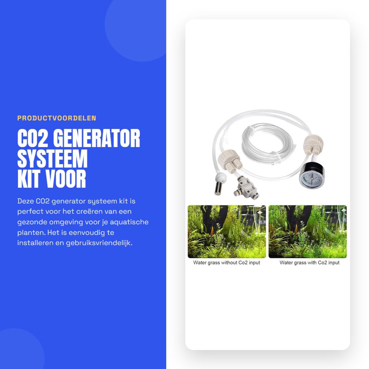 Dailygoods- CO2 Generator Systeem Kit - DIY Buis - Ventiel - Manometer - Flesdop - Voor Aquatische Planten Tank - Plantenvoeding