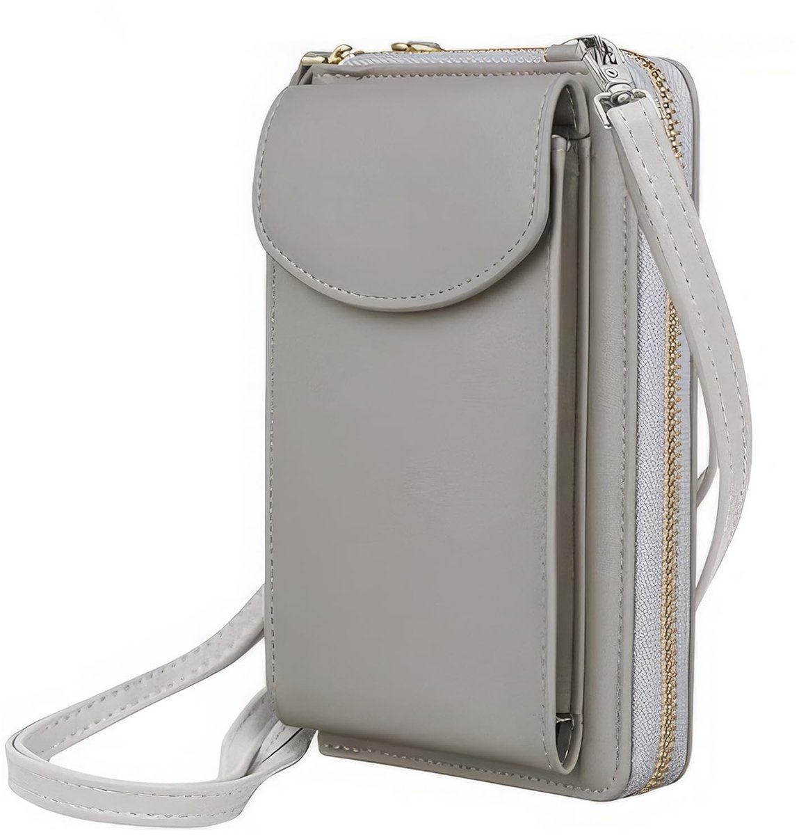 Dailygoods - Dames Schoudertas - PU Leren Mobiele Telefoon Tas met Verstelbare Schouderriem - Donkergrijs