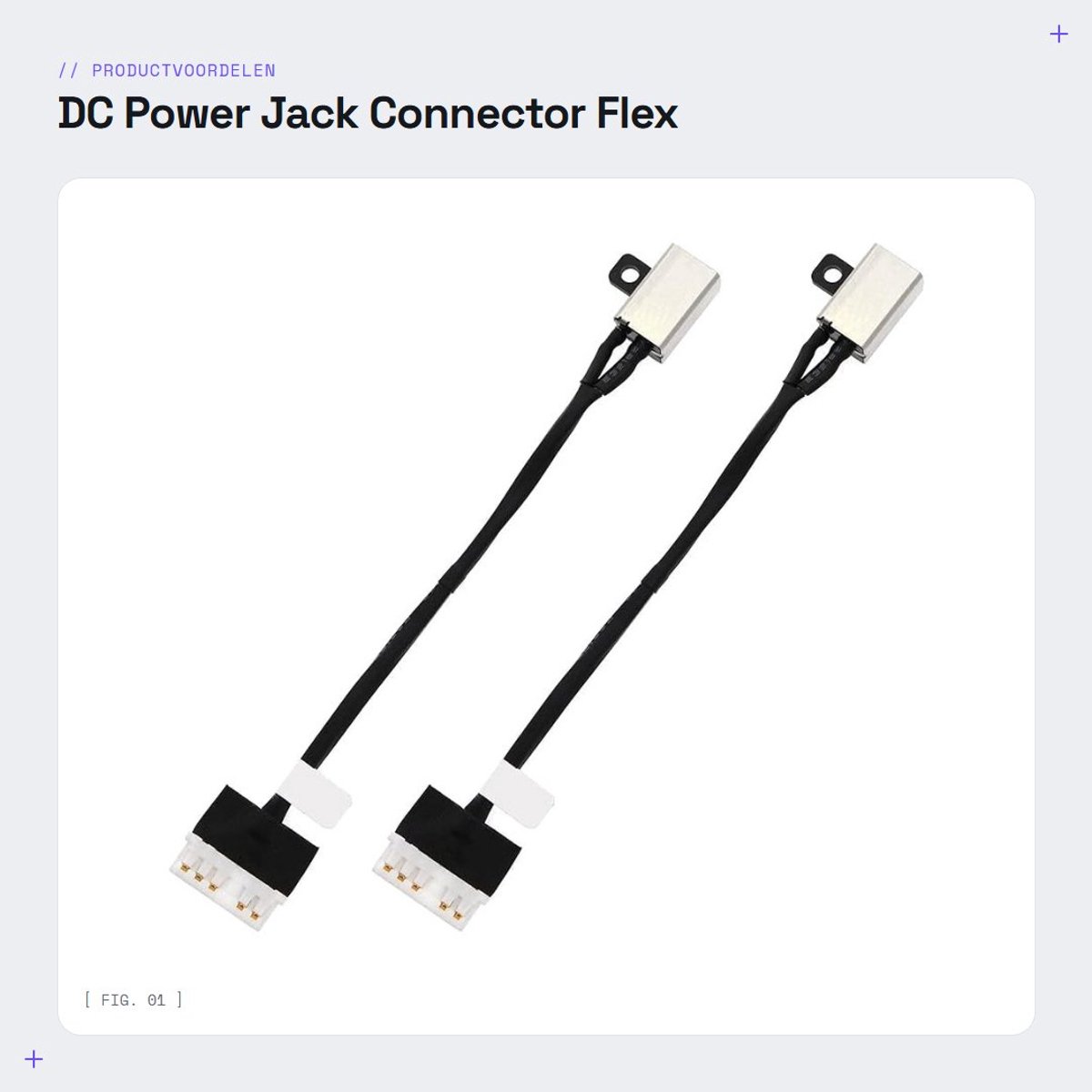 Dailygoods - DC Power Jack Connector - Flex Kabel - Zwart - Laadkabel voor Dell - Compatibel met Inspiron en Vostro - 9.2 cm