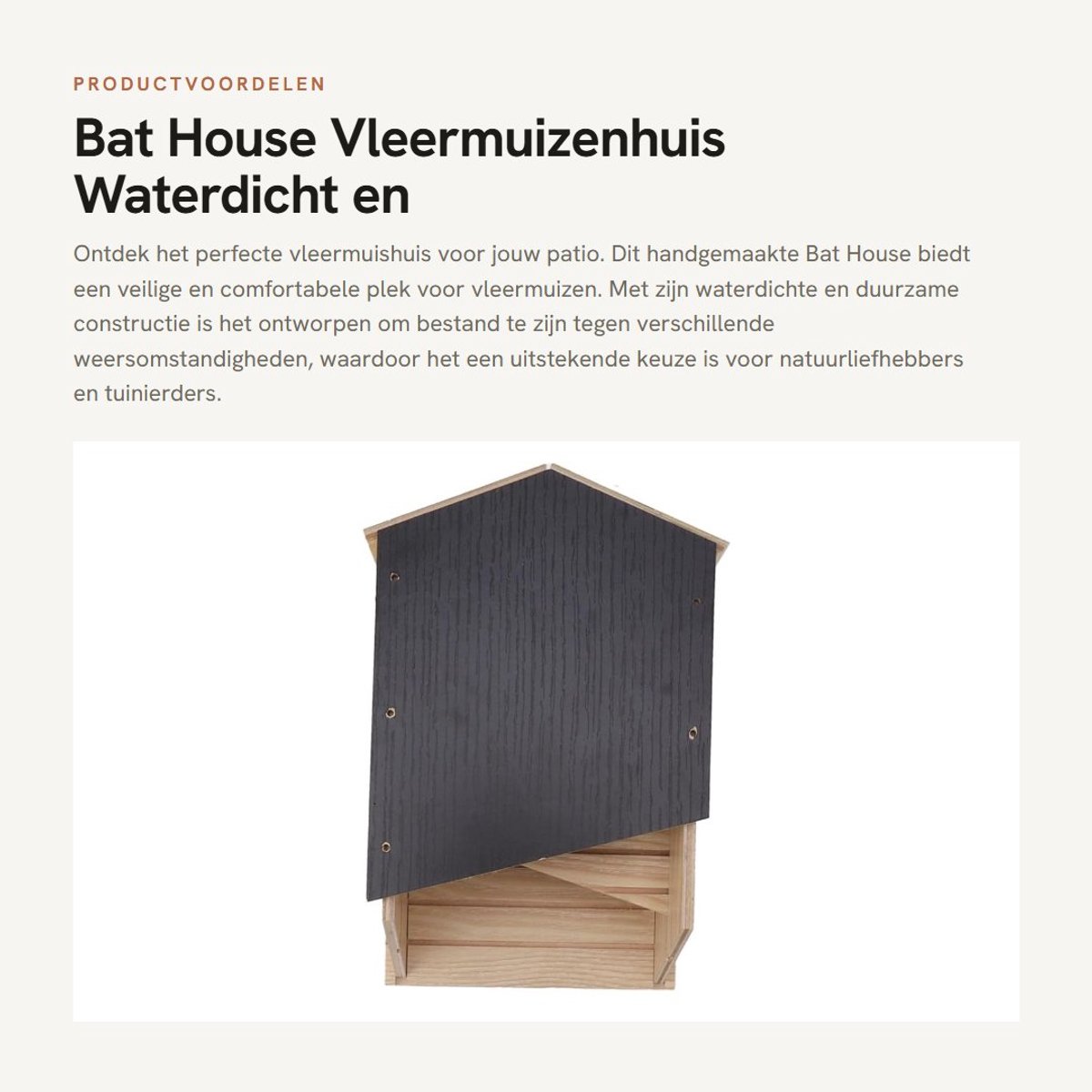 Dailygoods- Vleermuizenhuis Waterdicht - Houten Dubbele Kamer - Duurzaam - Weerbestendig - Handgemaakt - Milieuvriendelijke Oplossing - Vleermuizenbox
