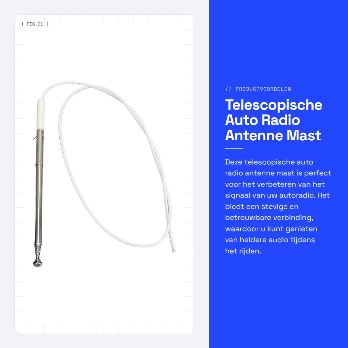 Dailygoods- Antenne Mast Premium - Telescopische Antenne - ABS Materiaal - Auto Radio Signaal - Compatibel met Montero 2001-2006
