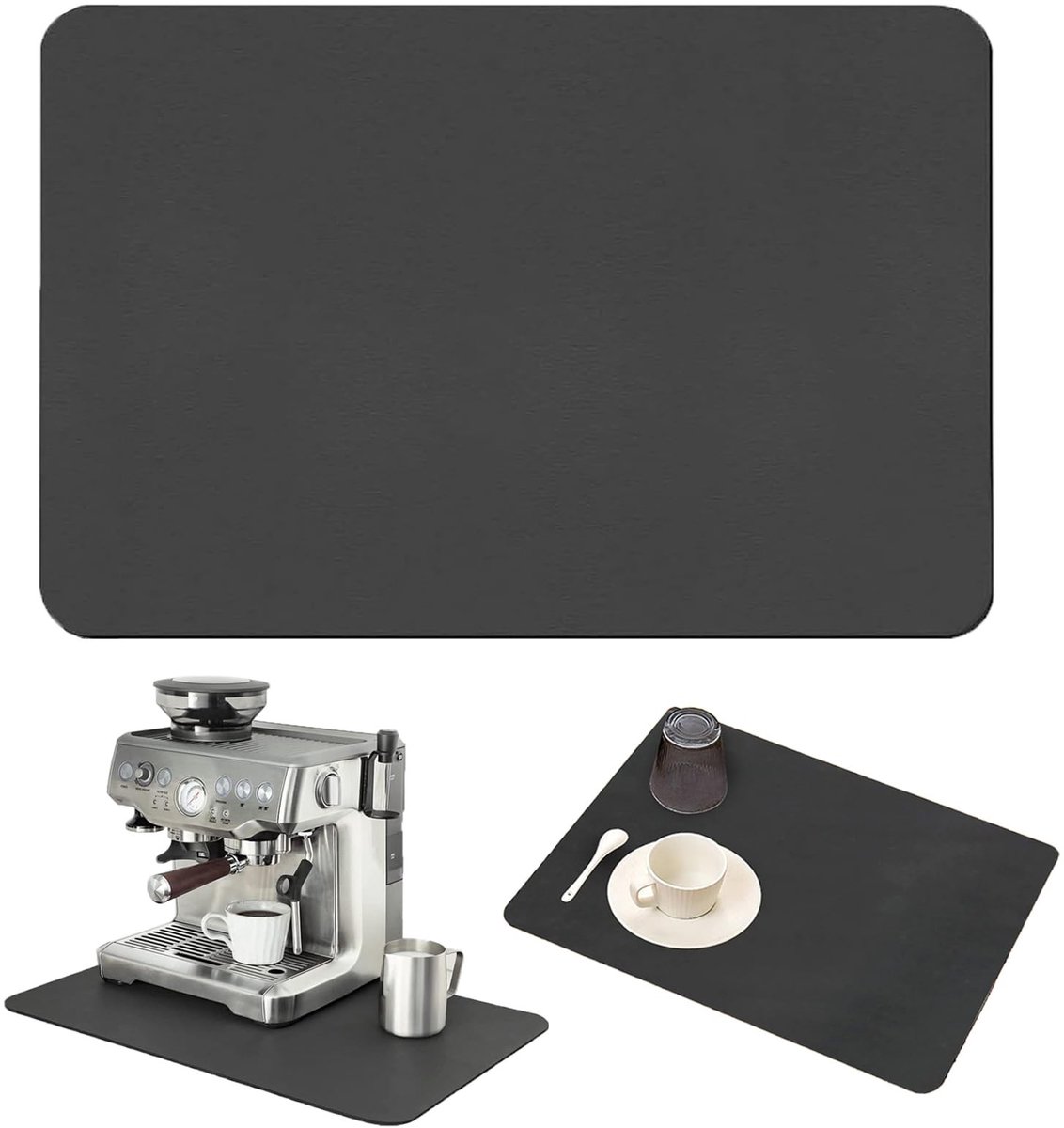 Dailygoods- Afdruipmat 50 x 40 cm - Absorberende Keukenmat - Sneldrogend - Antislip Onderkant - Voor Gootsteen/Koffiezetapparaat - Elegant Ontwerp