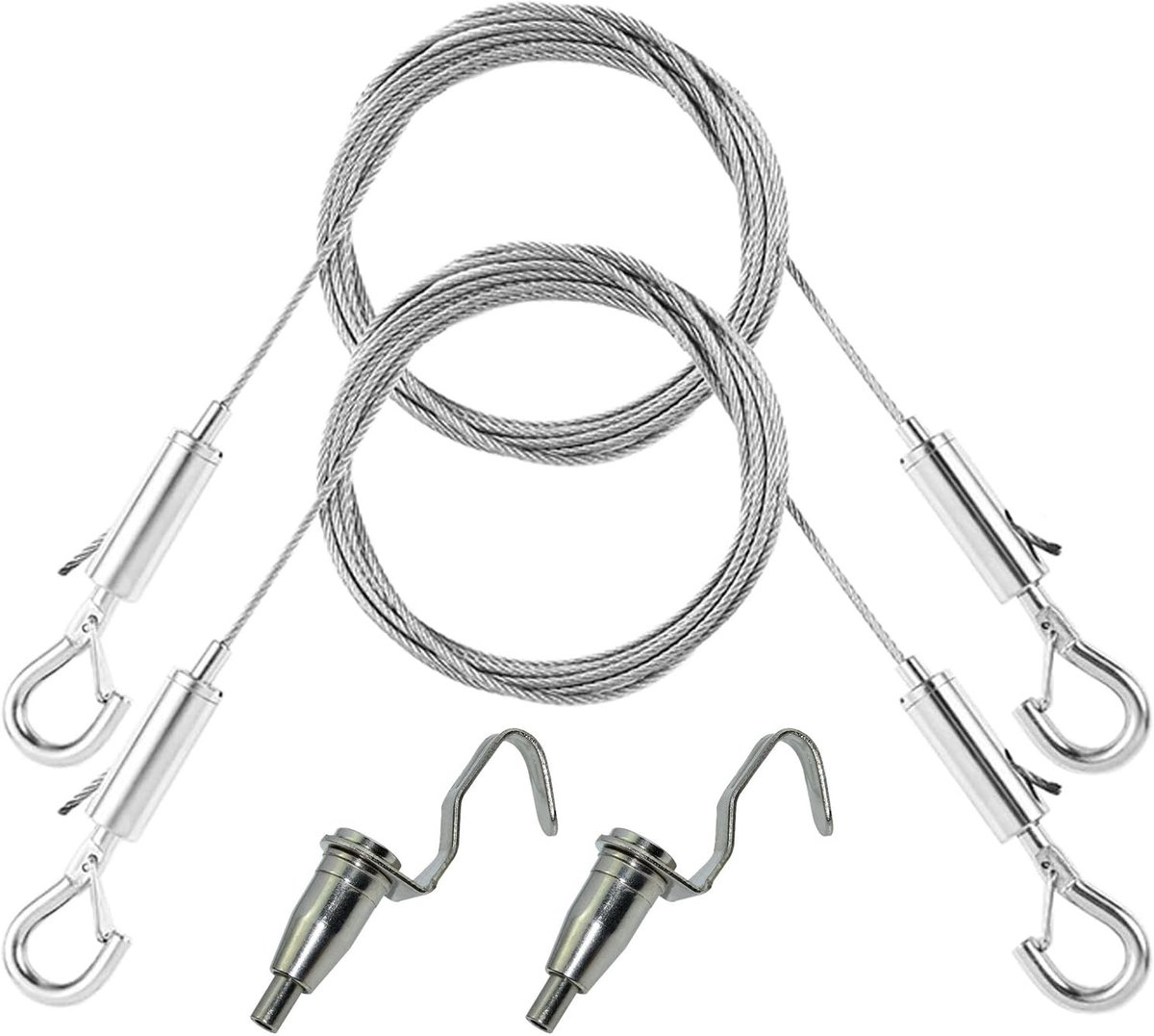 Dailygoods- Ophangdraad 2 m x 1,5 mm - Roestvrij Staal - Fotohanger - Draadkabel voor Fotolijsten - Lichtspiegel - Verstelbaar met Kogelvergrendeling