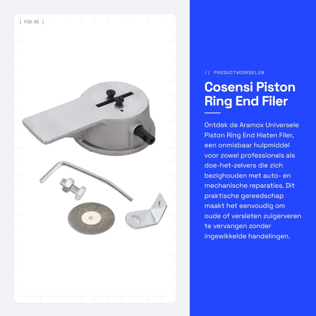 Dailygoods- Zuigerveerfiler - Eenvoudige installatie - Aluminium Slijpschijf - Accessoire voor auto- en mechanische reparaties - Directe vervanging - Praktisch hulpmiddel - Pistonringfiler