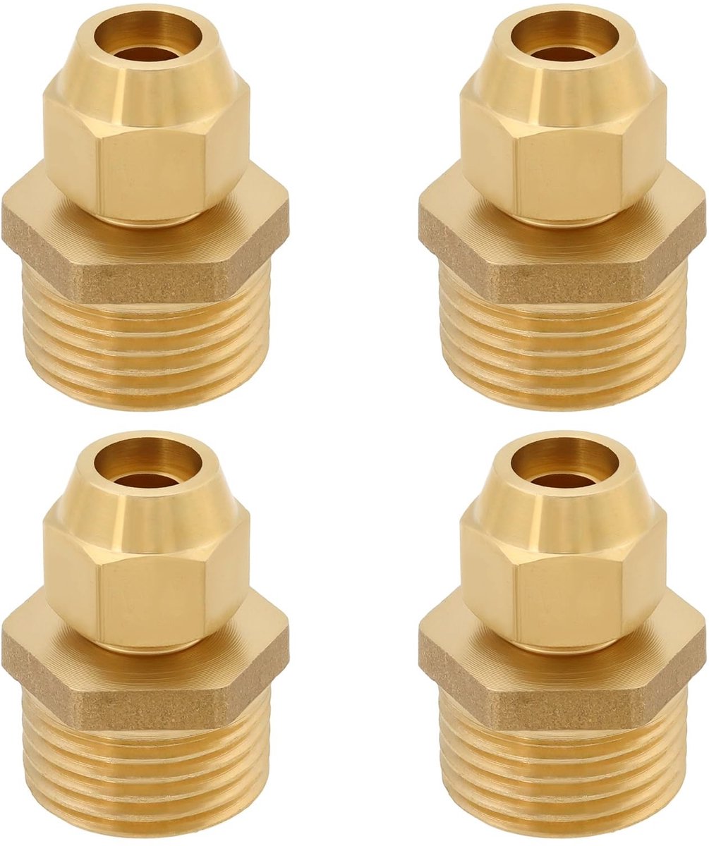 Dailygoods - Messing Buis Fitting - 1/2 Adapter - Voor Gas en Airconditioning - Goud - 8mm - 4 Stuks - Geschikt voor Sprinkler Systemen