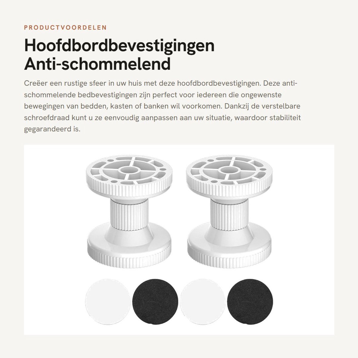 Dailygoods- Hoofdbordbevestigingen Verstelbaar - Anti-schommelend - Bedbevestigingen - Stabiliteit - Geluidsminimalisatie - 2 Stuks - Bedstoppers