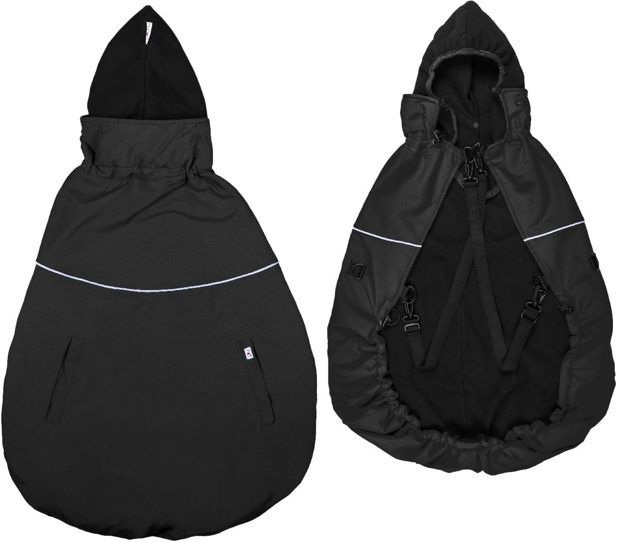 Babydraagtas - Draagtas baby - Bescherming buiten - Omkeerbaar oprolbaar - 72 x 82 cm - Zwart