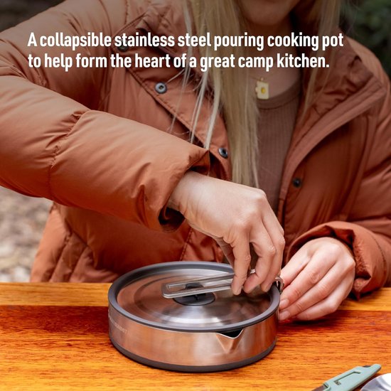 Opvouwbare Kookpot - Kampeerpan Gietpan - Compact Kamperen Koken - Inductie Geschikt Giettuit - 1.8 Liter - Zilver — afbeelding 3