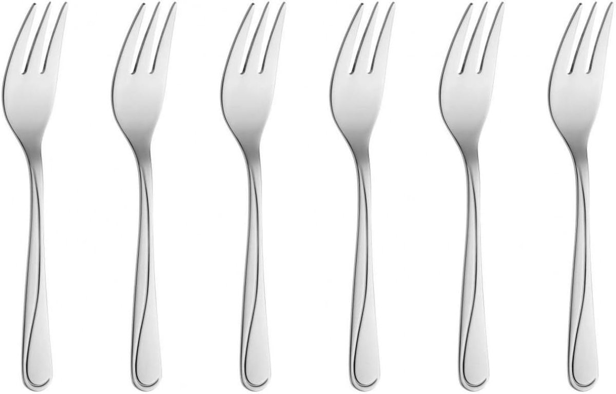 Dessert Vorkjes - Taartvorkjes Set - Bijzondere Gelegenheden - 18/10 Roestvrij Staal - 6 Stuks - Zilverkleurig